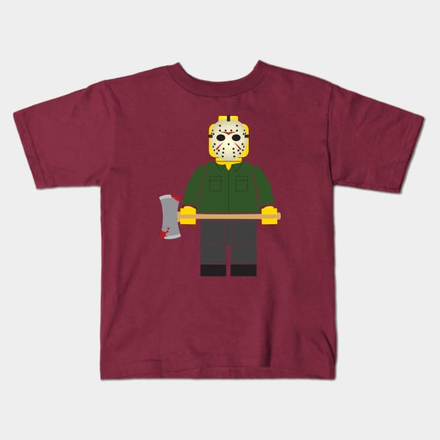 Jason Voorhees Brick Guy Kids T-Shirt by RyanBlackDesigns